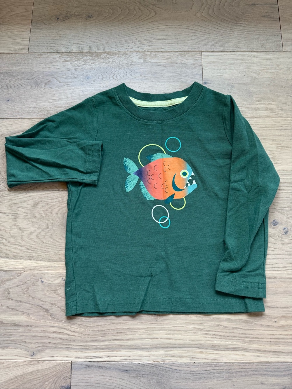 Tea Collection Toddler Forest Green Piranha Fish Long Sleeve Graphic Tee